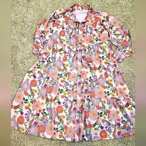 Vintage Vibe Floral Dress in Pink and Multi Color